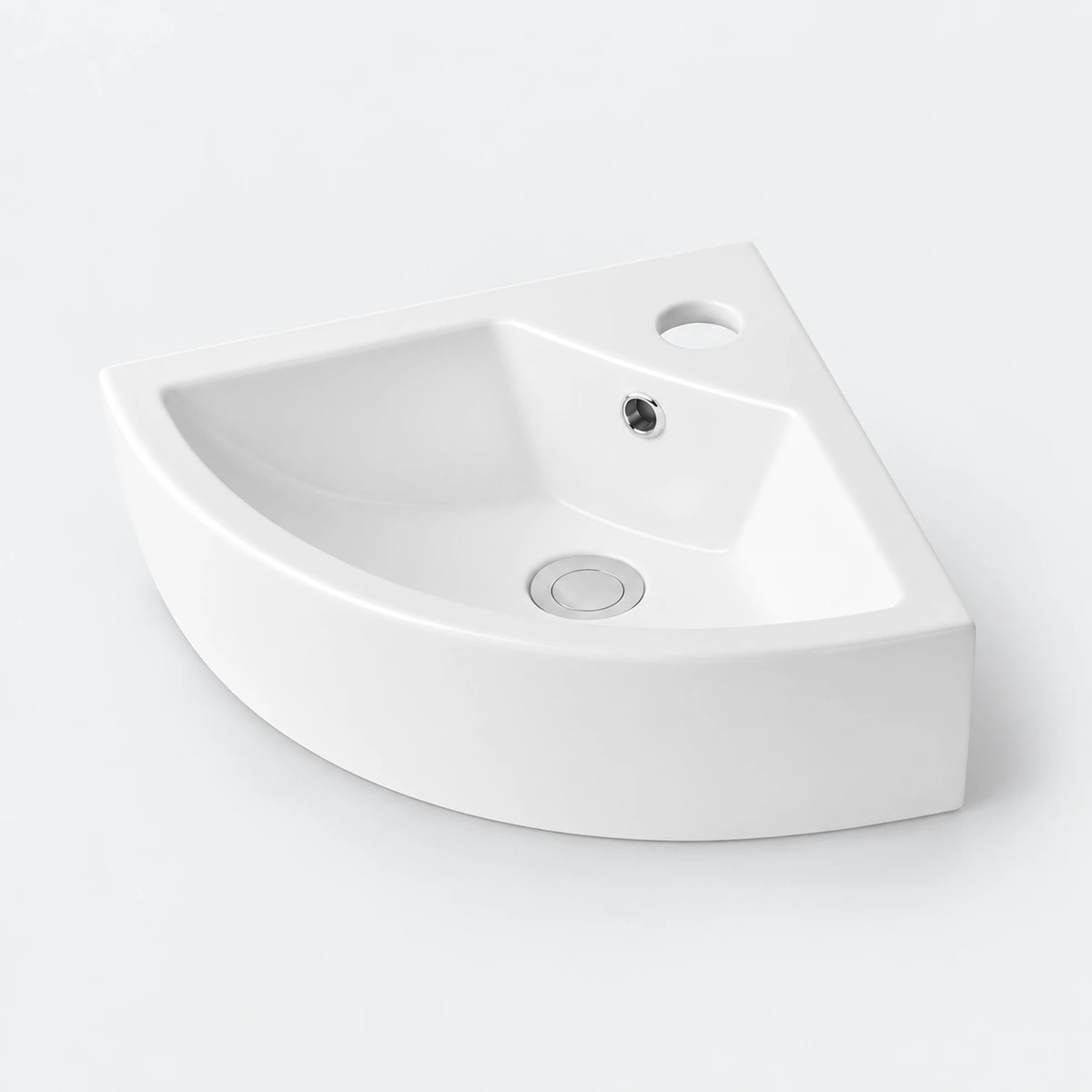 Space-saving corner bathroom basin